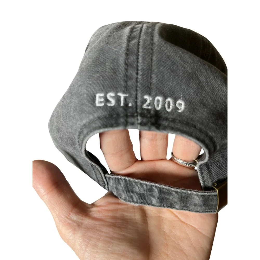 Rails Black Baseball Cap Hat Embroidered Logo‎ Est. 2009 Adjustable Distressed